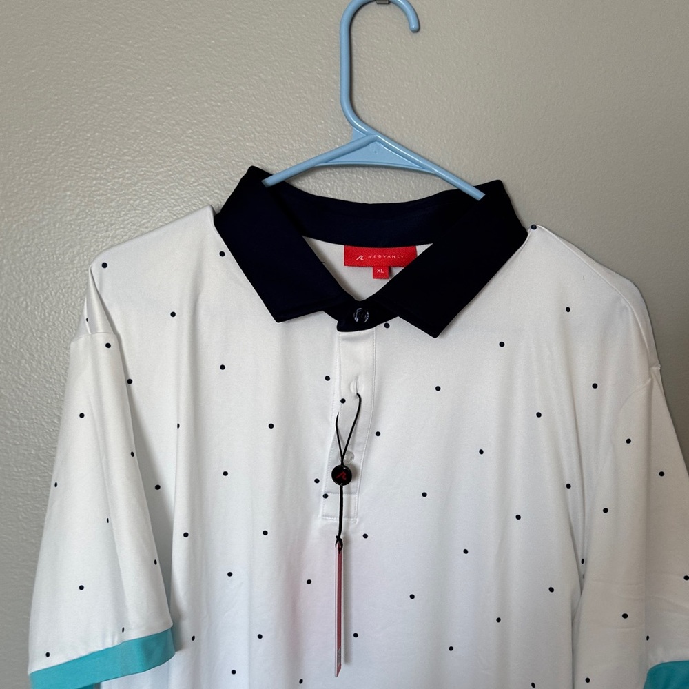 Men's White and Black Polka Dot Shirt-redvanly
